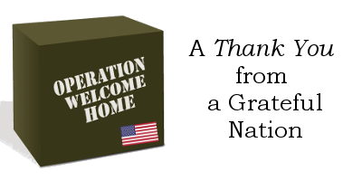 Operation Welcome Home Box with flag and thank you phrase